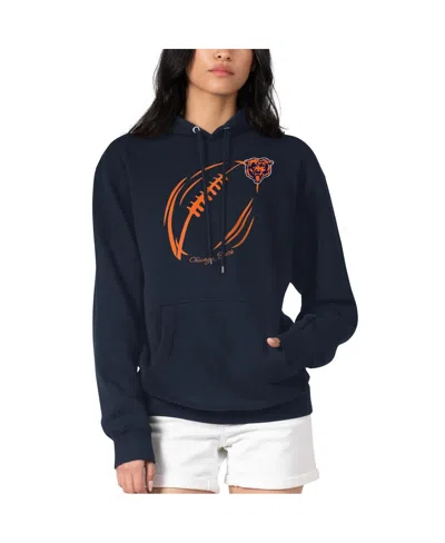 G-iii 4her By Carl Banks Women's Navy Chicago Bears Football Logo Fleece Tri-blend Pullover Hoodie In Blue