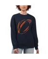 G-iii 4her By Carl Banks Women's Navy Chicago Bears Football Logo Graphic Fleece Tri-blend Pullover Sweatshirt In Blue