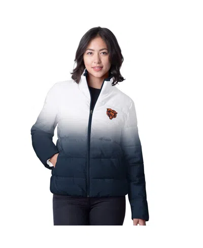 G-iii 4her By Carl Banks Women's Navy Chicago Bears Overtime Ombre Full-zip Puffer Jacket In Animal Print