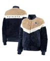 G-iii 4her By Carl Banks Women's Navy, Cream New England Patriots Riot Squad Sherpa Full-snap Jacket In Navy,cream