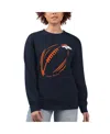 G-iii 4her By Carl Banks Women's Navy Denver Broncos Football Logo Graphic Fleece Tri-blend Pullover Sweatshirt In Blue