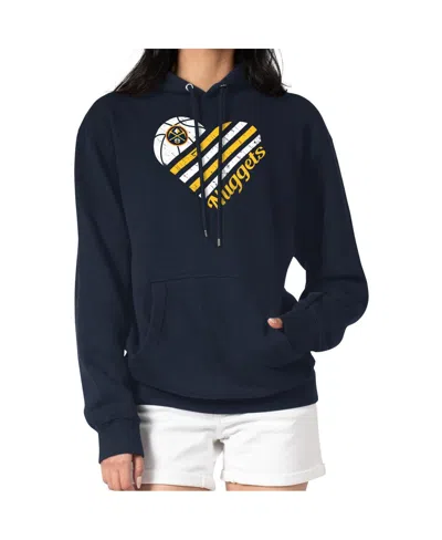 G-iii 4her By Carl Banks Women's Navy Denver Nuggets Team Heart Tri-blend Pullover Hoodie In Blue