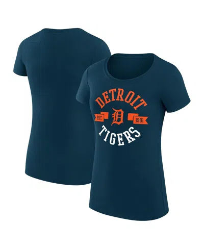 G-iii 4her By Carl Banks Women's Navy Detroit Tigers City Graphic Fitted T-shirt In Blue