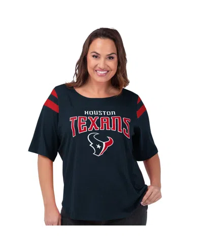 G-iii 4her By Carl Banks Women's Navy Houston Texans Plus Size Linebacker T-shirt In Blue