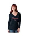 G-iii 4her By Carl Banks Women's Navy Houston Texans Post Season Long Sleeve V-neck T-shirt In Animal Print