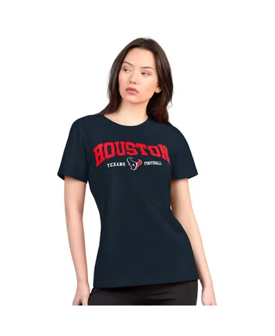 G-iii 4her By Carl Banks Women's Navy Houston Texans Super-slim Lightweight Winning Crew T-shirt In Blue