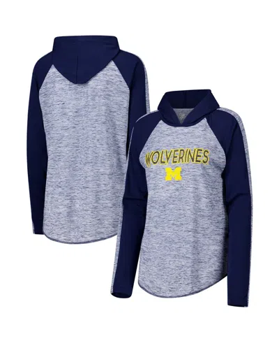 G-iii 4her By Carl Banks Women's Navy Michigan Wolverines Underdog Bling Raglan Long Sleeve Hoodie T-shirt In Blue