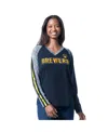 G-iii 4her By Carl Banks Women's Navy Milwaukee Brewers Top Dog Raglan Long Sleeve V-neck T-shirt In Blue