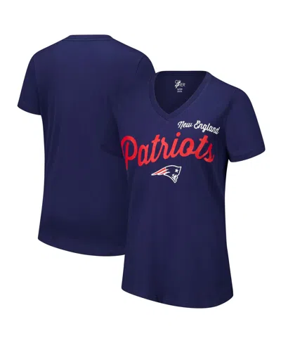 G-iii 4her By Carl Banks Women's Navy New England Patriots Post Season V-neck T-shirt In Blue
