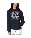 G-iii 4her By Carl Banks Women's Navy New York Yankees Flowers Graphic Pullover Hoodie In Multi