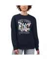 G-iii 4her By Carl Banks Women's Navy New York Yankees Flowers Graphic Pullover Sweatshirt In Blue