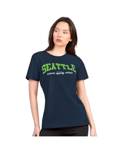 G-iii 4her By Carl Banks Women's Navy Seattle Seahawks Super-slim Lightweight Winning Crew T-shirt In Blue