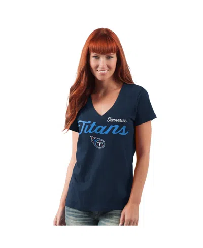 G-iii 4her By Carl Banks Women's Navy Tennessee Titans Post Season V-neck T-shirt In Blue