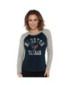 G-iii 4her By Carl Banks Women's Navy/heather Gray Houston Texans Waffle Knit Raglan Long Sleeve T-shirt In Blue