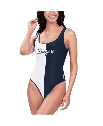 G-III 4HER BY CARL BANKS WOMEN'S NAVY/WHITE LOS ANGELES DODGERS LAST STAND ONE-PIECE SWIMSUIT