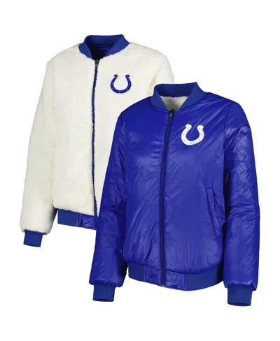 G-iii 4her By Carl Banks Women's Oatmeal/royal Indianapolis Colts Switchback Reversible Full-zip Jacket In Blue