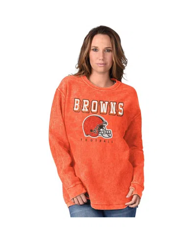 G-iii 4her By Carl Banks Women's Orange Cleveland Browns Comfy Cord Pullover Sweatshirt