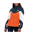 G-iii 4her By Carl Banks Women's Orange/navy Denver Broncos Tie Breaker Lightweight Quarter-zip Jacket In Orange,navy