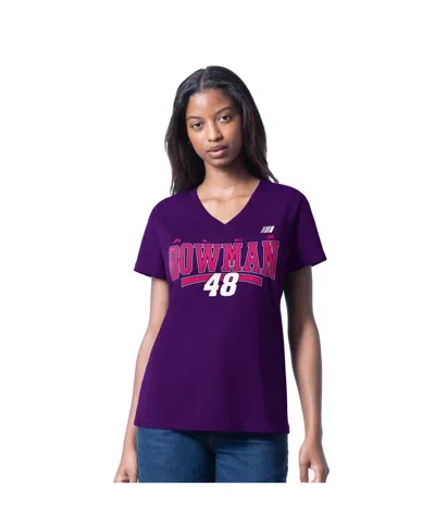G-iii 4her By Carl Banks Women's Purple Alex Bowman Cheer Dance V-neck T-shirt