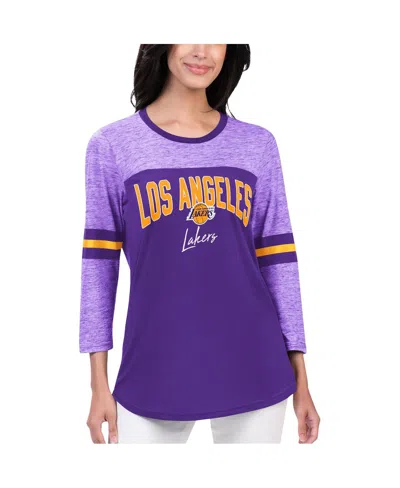 G-iii 4her By Carl Banks Women's Los Angeles Lakers Play The Game 3/4-sleeve T-shirt In Purple,gold