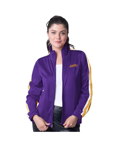 G-iii 4her By Carl Banks Women's Purple/gold Los Angeles Lakers Rebel Sequin Bling Full-zip Track Jacket In Purple,gold