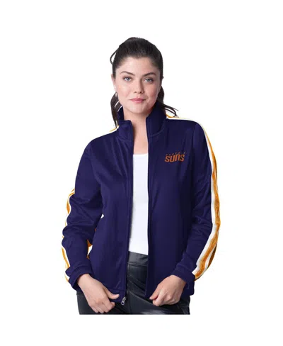G-iii 4her By Carl Banks Women's Purple/orange Phoenix Suns Rebel Sequin Bling Full-zip Track Jacket In Purple,orange