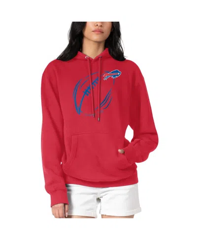 G-iii 4her By Carl Banks Women's Red Buffalo Bills Football Logo Fleece Tri-blend Pullover Hoodie In Brown