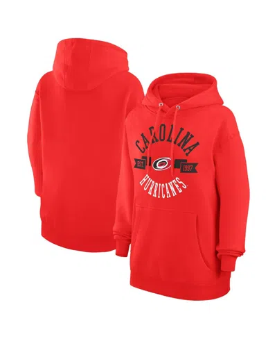 G-III 4HER BY CARL BANKS WOMEN'S RED CAROLINA HURRICANES CITY GRAPHIC FLEECE PULLOVER HOODIE