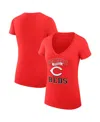 G-iii 4her By Carl Banks Women's Red Cincinnati Reds Team Logo Graphic V-neck Fitted T-shirt In Red