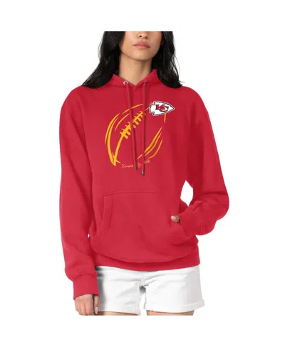 G-iii 4her By Carl Banks Women's Red Kansas City Chiefs Football Logo Fleece Tri-blend Pullover Hoodie