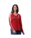 G-iii 4her By Carl Banks Red Philadelphia Phillies Top Dog Raglan Long Sleeve V-neck T-shirt In Red