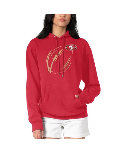 G-iii 4her By Carl Banks Women's Red San Francisco 49ers Football Logo Fleece Tri-blend Pullover Hoodie
