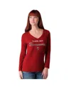 G-iii 4her By Carl Banks Women's Red Tampa Bay Buccaneers Post Season Long Sleeve V-neck T-shirt In Red