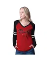G-iii 4her By Carl Banks Women's Red/black Chicago Bulls Winner Waffle Knit Thermal Long Sleeve Tri-blend T-shirt In Red,black