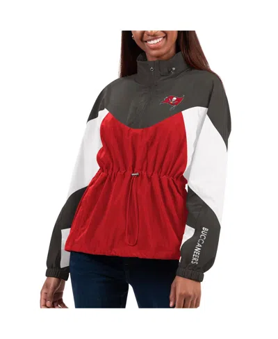 G-iii 4her By Carl Banks Women's Red/pewter Tampa Bay Buccaneers Tie Breaker Lightweight Quarter-zip Jacket In Red,pewter