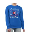 G-iii 4her By Carl Banks Women's Royal Chicago Cubs Collage Team Graphic Fleece Pullover Hoodie In Blue