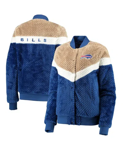 G-iii 4her By Carl Banks Women's Royal, Cream Buffalo Bills Riot Squad Sherpa Full-snap Jacket In Royal,cream
