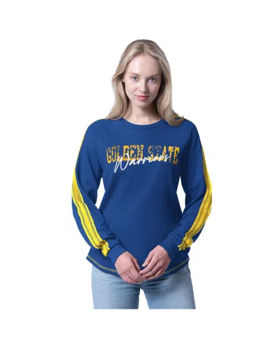 G-iii 4her By Carl Banks Women's Royal Golden State Warriors Advantage Tri-blend Long Sleeve T-shirt In Blue