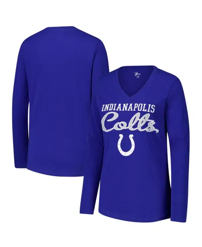 G-iii 4her By Carl Banks Women's Royal Indianapolis Colts Post Season Long Sleeve V-neck T-shirt In Blue