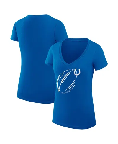 G-iii 4her By Carl Banks Women's Royal Indianapolis Colts Super-slim Fit Lightweight Subtle Football V-neck T-shirt In Blue