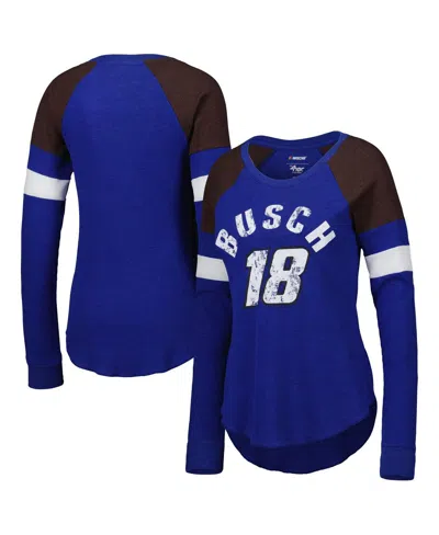 G-iii 4her By Carl Banks Women's Royal Kyle Busch Action Tri-blend Thermal Raglan Long Sleeve T-shirt In Blue
