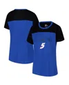 G-iii 4her By Carl Banks Women's Royal Kyle Larson Cheer Color Blocked T-shirt In Royal