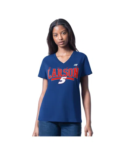 G-iii 4her By Carl Banks Women's Royal Kyle Larson Cheer Dance V-neck T-shirt In Blue