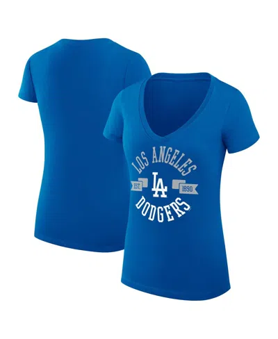 G-iii 4her By Carl Banks Women's Royal Los Angeles Dodgers City Graphic V-neck Fitted T-shirt In Blue