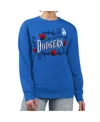 G-iii 4her By Carl Banks Women's Royal Los Angeles Dodgers Retro Roses Fleece Pullover Sweatshirt In Blue