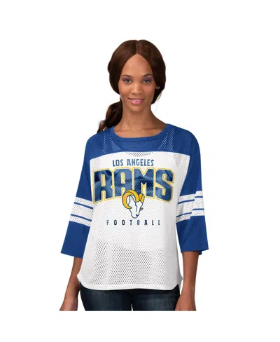 G-iii 4her By Carl Banks Women's Royal Los Angeles Rams First Team 3/4-sleeve Mesh T-shirt In Blue