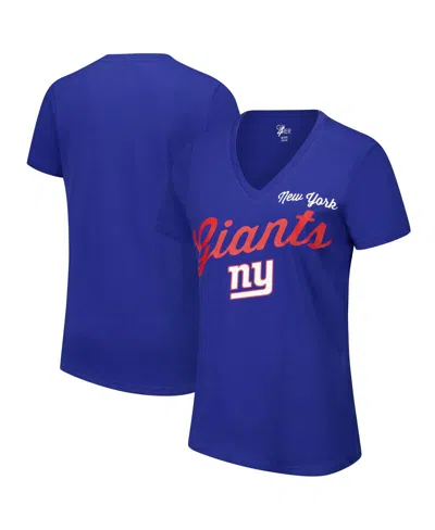 G-iii 4her By Carl Banks Women's Royal New York Giants Post Season V-neck T-shirt In Blue