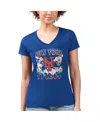 G-iii 4her By Carl Banks Women's Royal New York Mets Flowers Graphic Fitted V-neck T-shirt