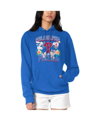 G-iii 4her By Carl Banks Women's Royal Philadelphia Phillies Flowers Graphic Pullover Hoodie In Blue