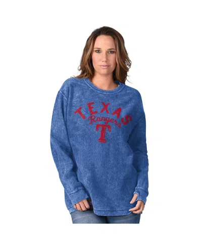 G-iii 4her By Carl Banks Women's Royal Texas Rangers Comfy Cord Pullover Sweatshirt